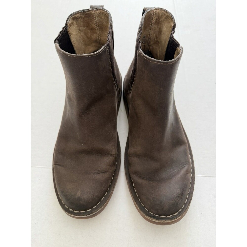 LL Bean Stonington Brown Leather Chelsea Boots Women’s Size 9 Contrast Stitching